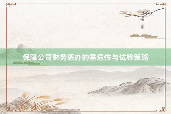 保障公司财务惩办的垂危性与试验策略