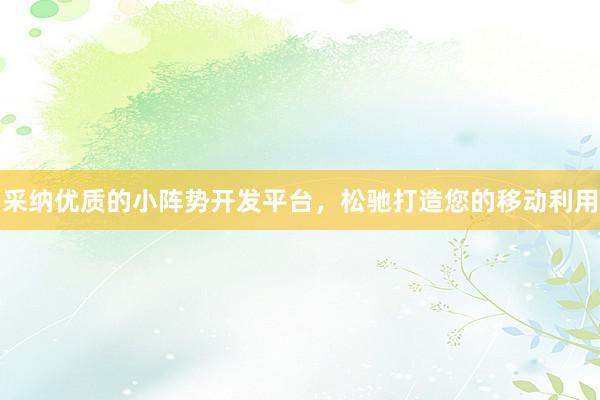 采纳优质的小阵势开发平台，松驰打造您的移动利用